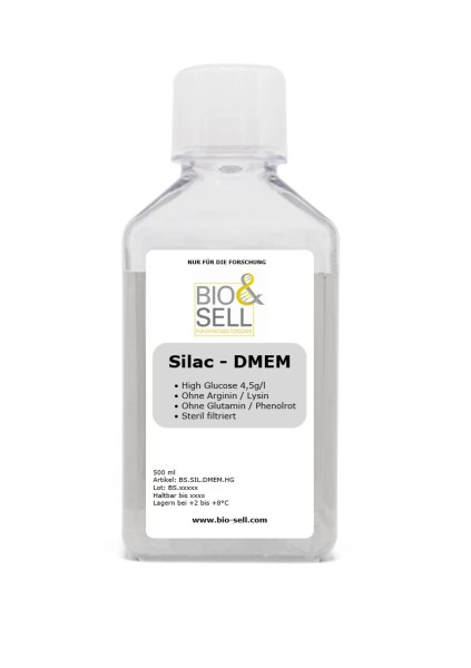 SILAC DMEM - High Glucose (4,5g/L) / Sans L-arginine, sans L-lysine, sans L-glutamine, sans rouge de phénol