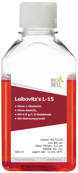 L-15 Leibovitz milieu liquide, 500 ml
