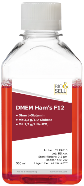 DMEM/Ham's F-12 sans L-glutamine avec 15 mM HEPES, 500 ml
