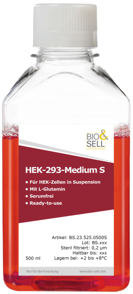 HEK 293 Milieu S (cellules rénales) sans sérum, 500 ml