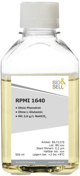 RPMI 1640 bez L-glutaminy bez czerwieni fenolowej, 500 ml